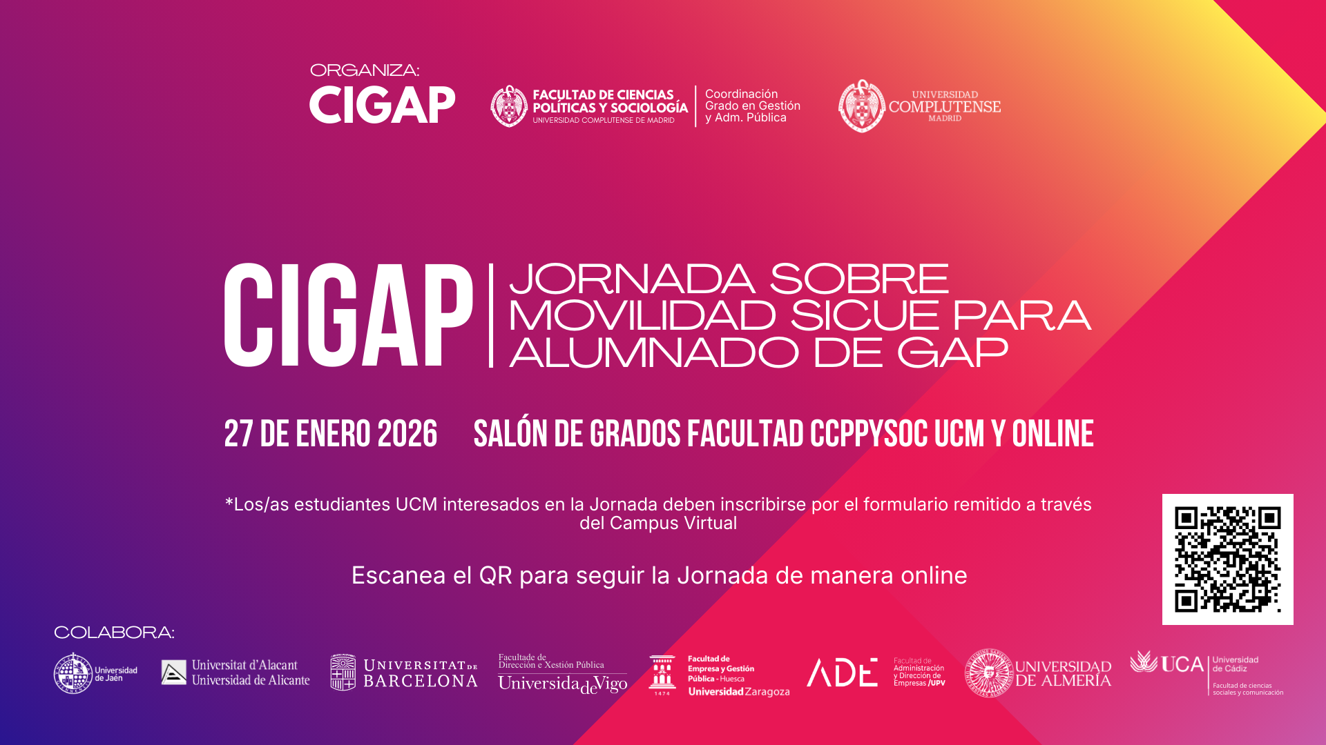 Jornada sobre movilidad SICUE para alumnado de GAP